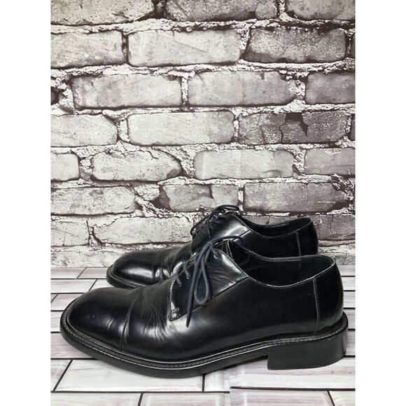 LAUDINO CACCIN Black Leather Cap Toe Oxfords Lace Dress Shoes Men Sz 9M US/42EU - Picture 9 of 16